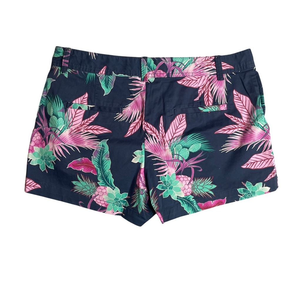 Gap City Short Womens 12 Navy Blue Pink Pineapple Tropical Stretch Cotton Twill